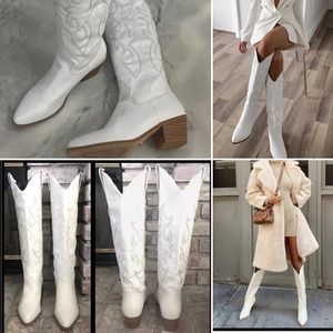Princess Polly Urson By Billini White Western Boots Size 7 US Photo shoot ready